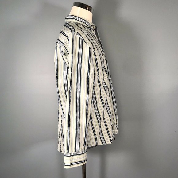 Tommy Bahama Men's Shirt XL Extra Large Cotton Silk Striped Blue Green - Picture 4 of 12